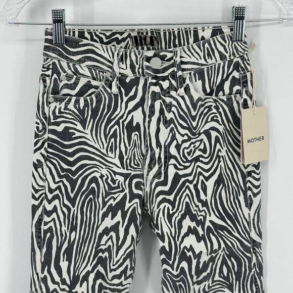 NWR Mother High Waisted Rascal Ankle Fray Hoofin' It Zebra Skinny Jeans Sz 23x27 - Picture 3 of 16